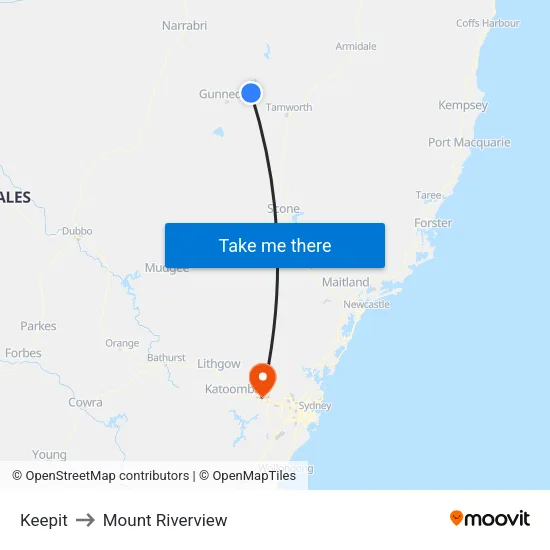 Keepit to Mount Riverview map