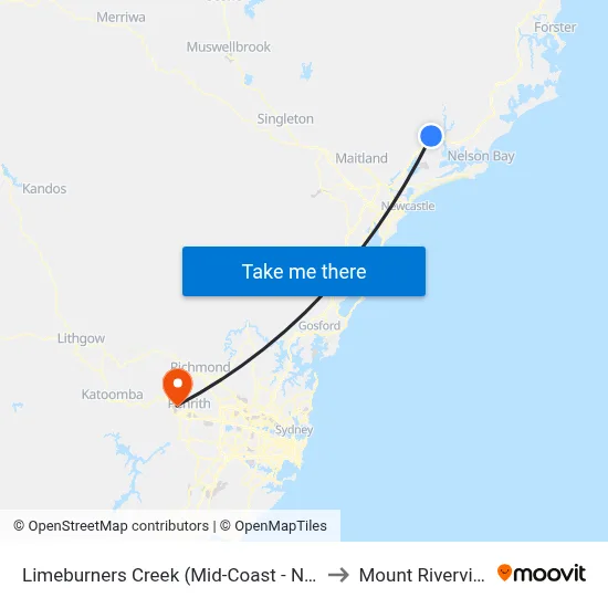 Limeburners Creek (Mid-Coast - NSW) to Mount Riverview map