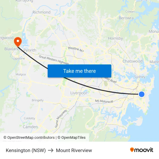 Kensington (NSW) to Mount Riverview map