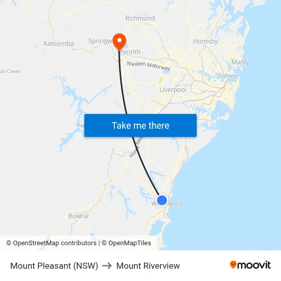 Mount Pleasant (NSW) to Mount Riverview map