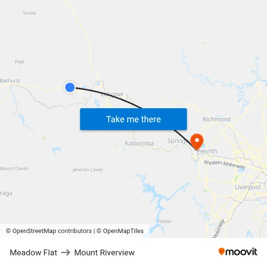 Meadow Flat to Mount Riverview map