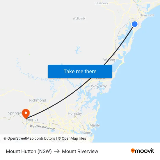 Mount Hutton (NSW) to Mount Riverview map