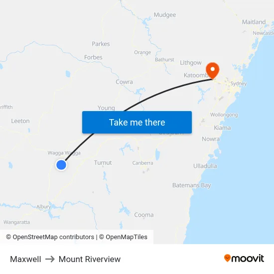 Maxwell to Mount Riverview map