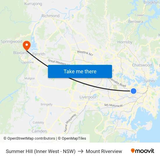 Summer Hill (Inner West - NSW) to Mount Riverview map