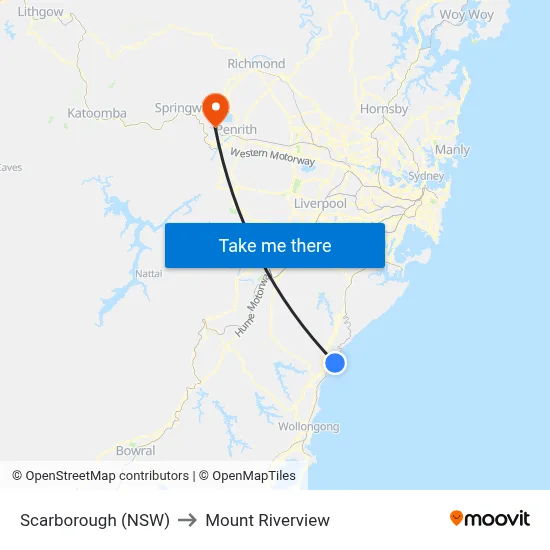 Scarborough (NSW) to Mount Riverview map