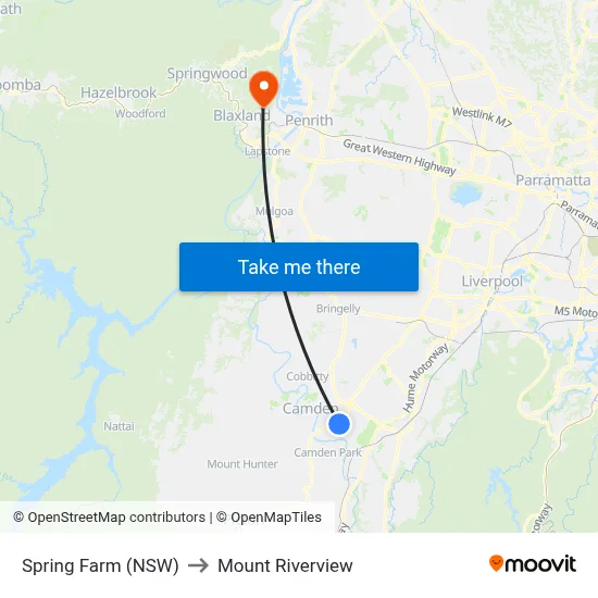 Spring Farm (NSW) to Mount Riverview map