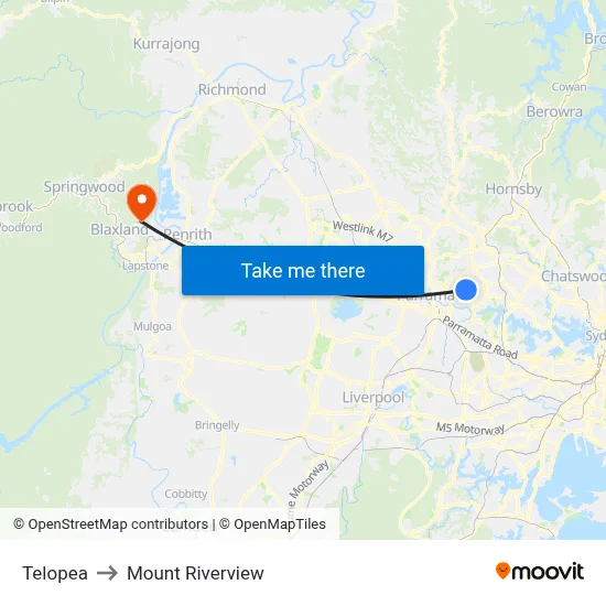 Telopea to Mount Riverview map