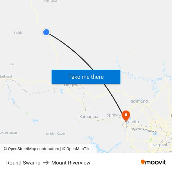 Round Swamp to Mount Riverview map