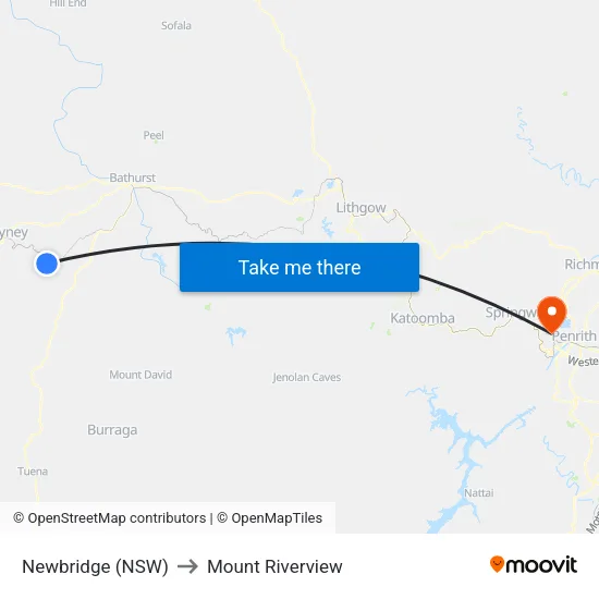 Newbridge (NSW) to Mount Riverview map