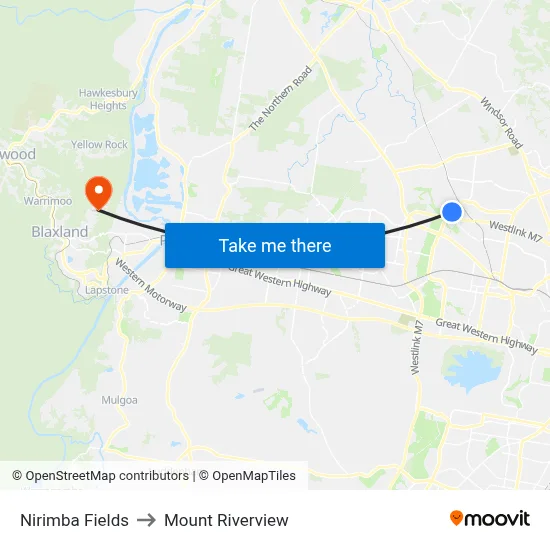 Nirimba Fields to Mount Riverview map