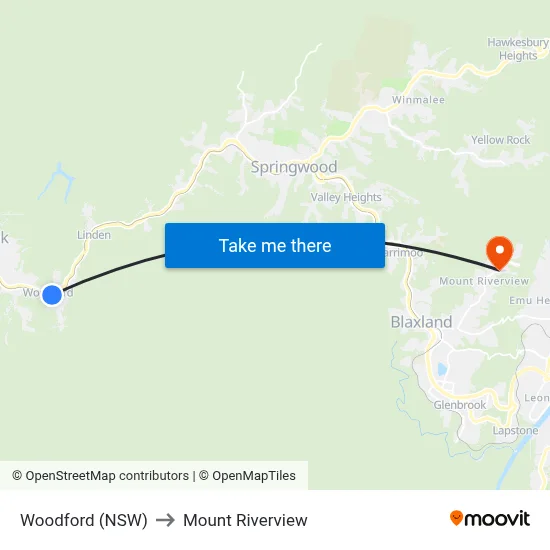 Woodford (NSW) to Mount Riverview map