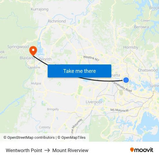 Wentworth Point to Mount Riverview map
