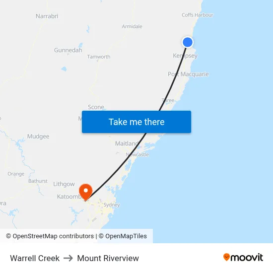 Warrell Creek to Mount Riverview map