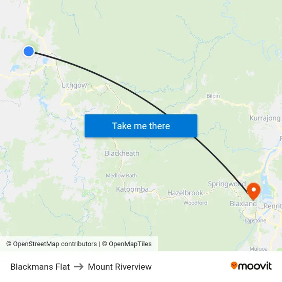 Blackmans Flat to Mount Riverview map