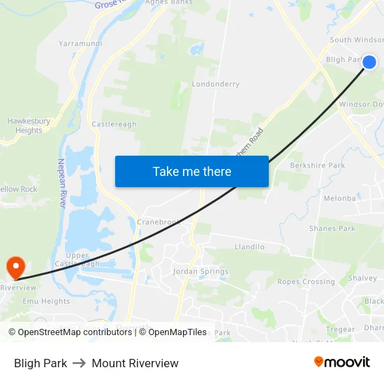 Bligh Park to Mount Riverview map