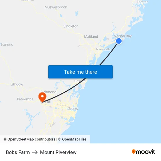 Bobs Farm to Mount Riverview map