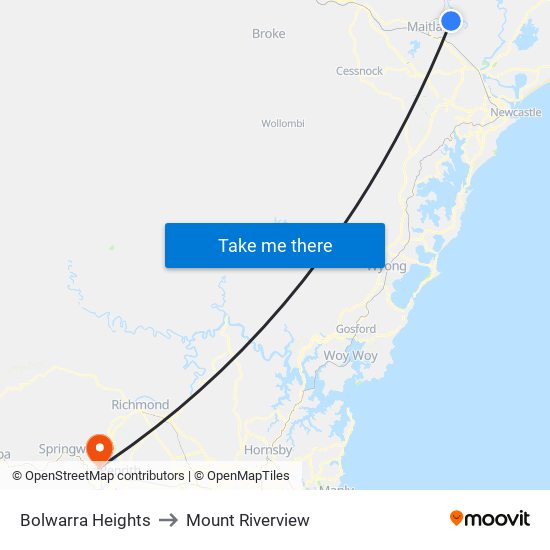 Bolwarra Heights to Mount Riverview map