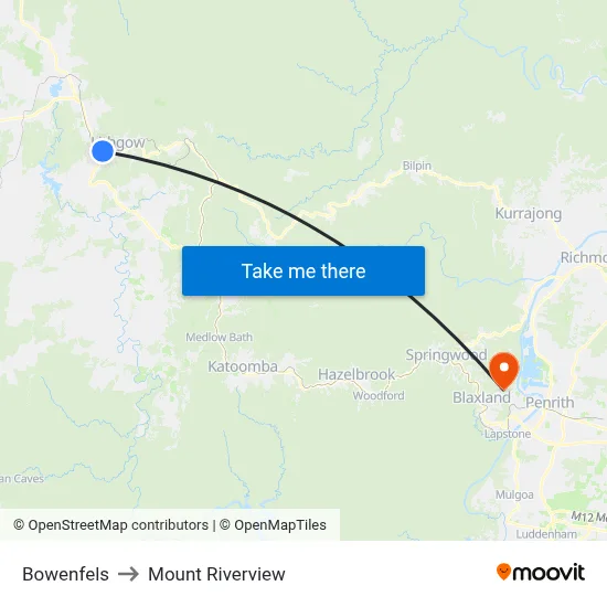 Bowenfels to Mount Riverview map
