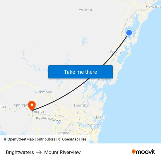 Brightwaters to Mount Riverview map