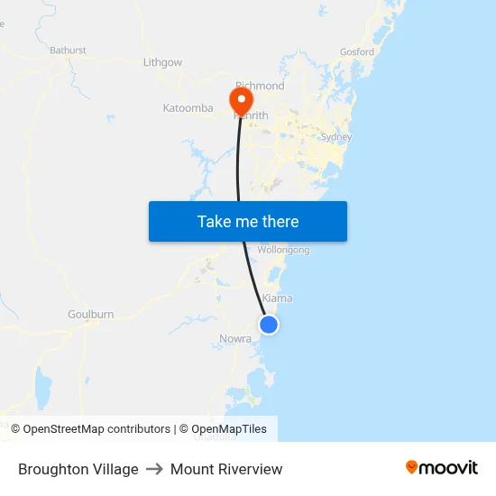 Broughton Village to Mount Riverview map