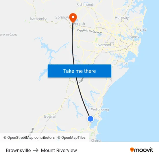 Brownsville to Mount Riverview map