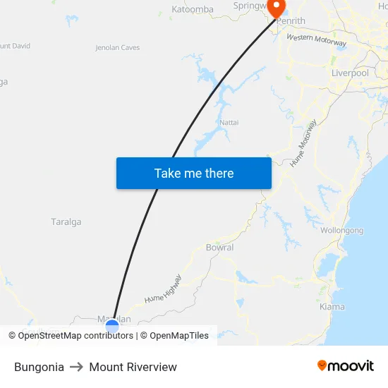 Bungonia to Mount Riverview map