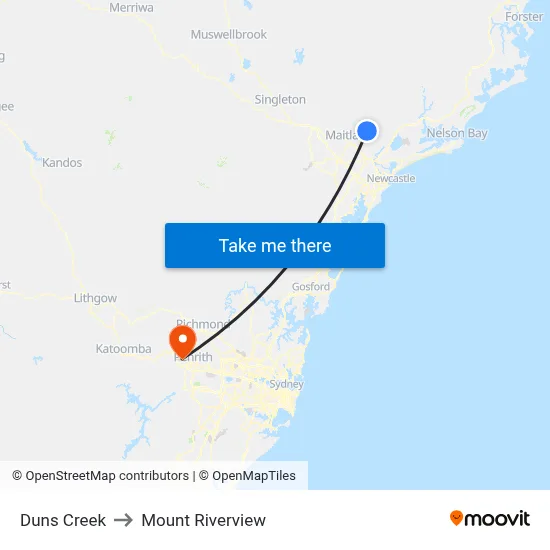 Duns Creek to Mount Riverview map