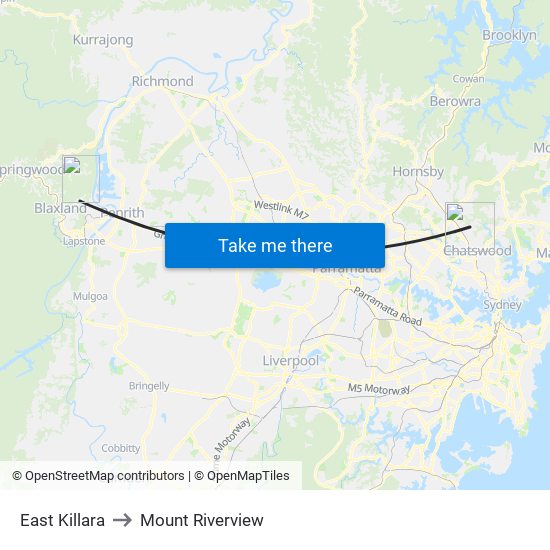 East Killara to Mount Riverview map