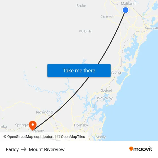 Farley to Mount Riverview map