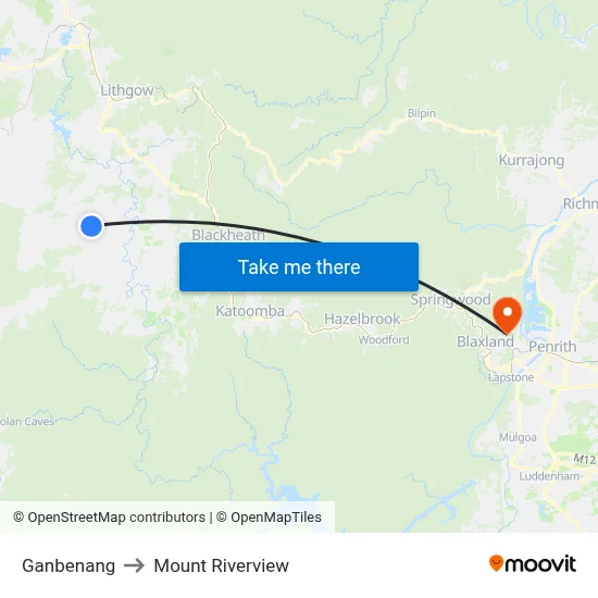 Ganbenang to Mount Riverview map