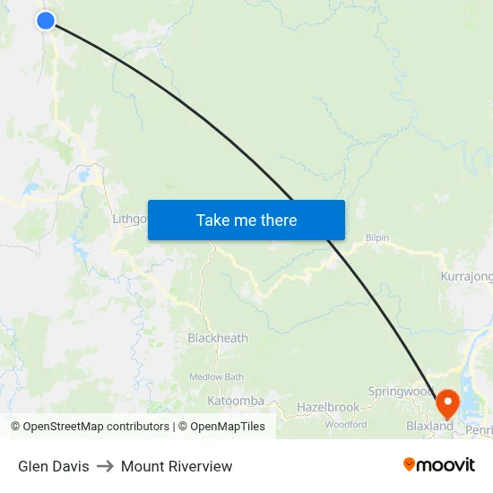 Glen Davis to Mount Riverview map