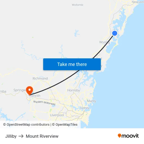 Jilliby to Mount Riverview map