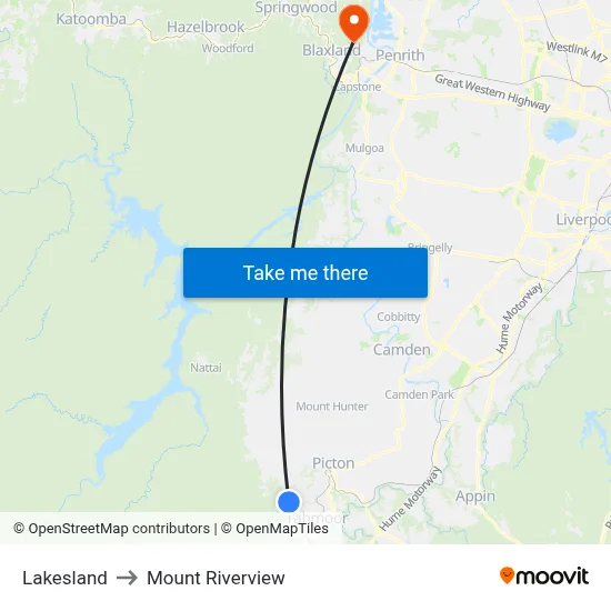 Lakesland to Mount Riverview map