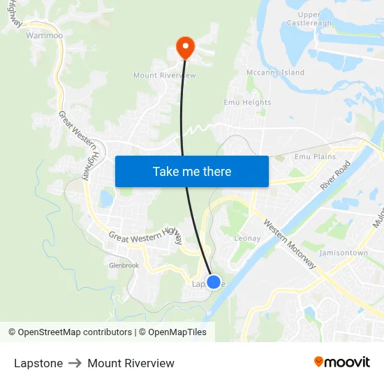 Lapstone to Mount Riverview map