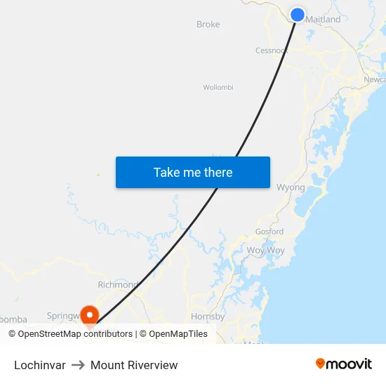 Lochinvar to Mount Riverview map