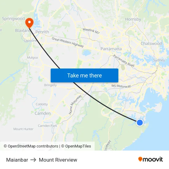Maianbar to Mount Riverview map