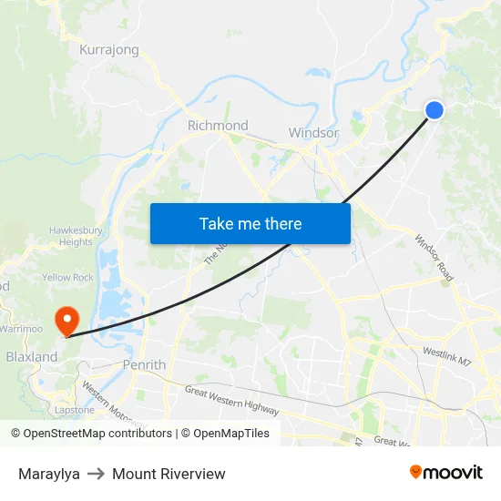 Maraylya to Mount Riverview map