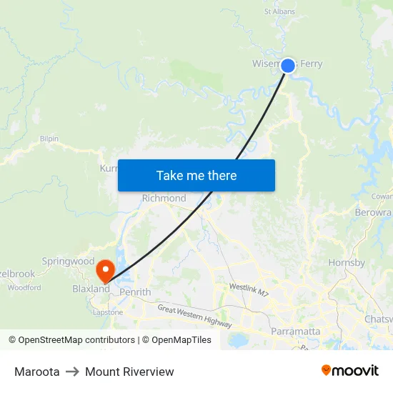 Maroota to Mount Riverview map