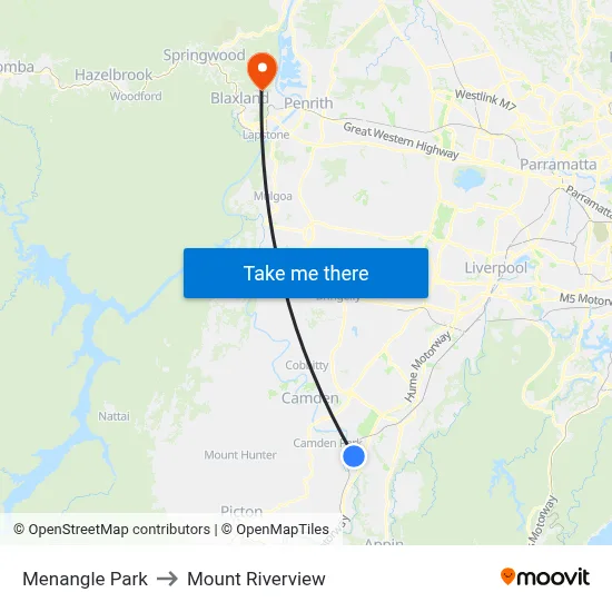 Menangle Park to Mount Riverview map