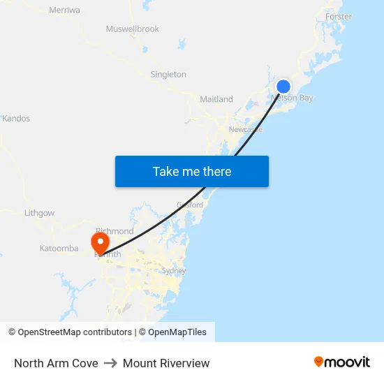 North Arm Cove to Mount Riverview map
