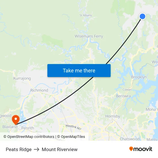 Peats Ridge to Mount Riverview map