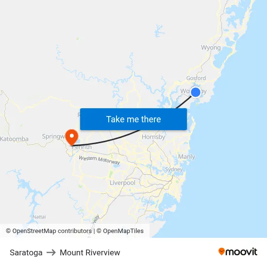 Saratoga to Mount Riverview map