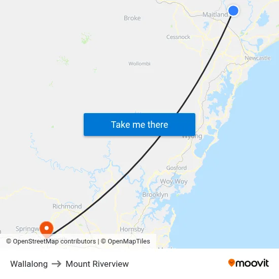 Wallalong to Mount Riverview map