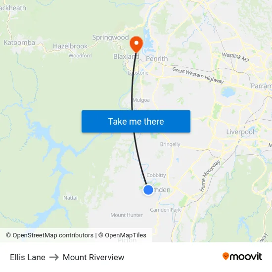 Ellis Lane to Mount Riverview map