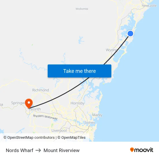 Nords Wharf to Mount Riverview map