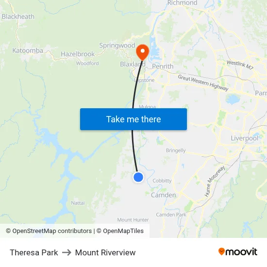 Theresa Park to Mount Riverview map