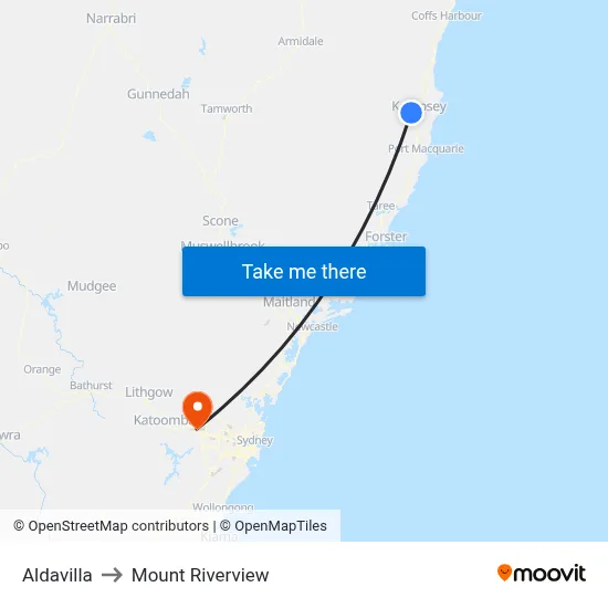 Aldavilla to Mount Riverview map
