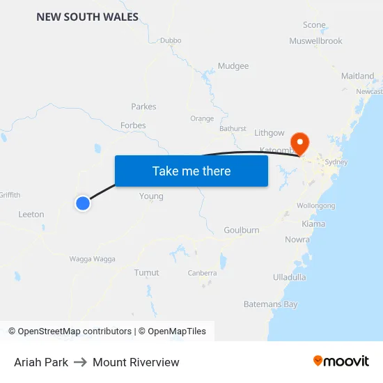 Ariah Park to Mount Riverview map