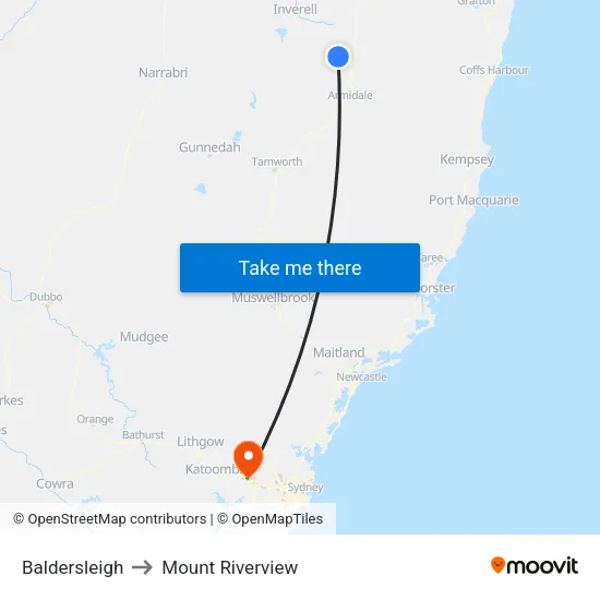 Baldersleigh to Mount Riverview map