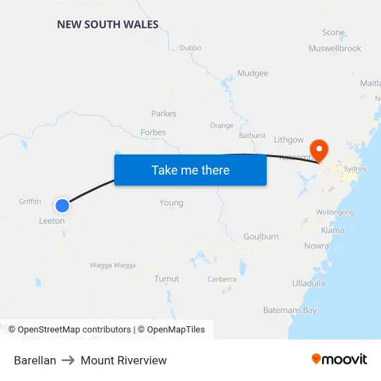 Barellan to Mount Riverview map
